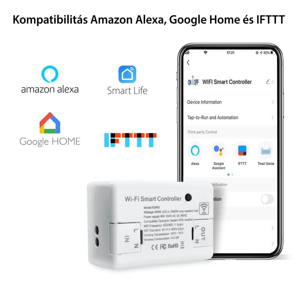 CNBINGO WiFi Smart Controller, 2200W Mini Module Wireless Switch for Most Appliances, Smart Light Switch Work with Alexa/Google Home Smart Life App Control Timer Switch (Pack of 2) - Imported from UK