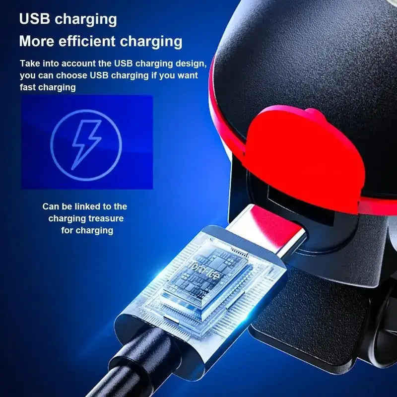 Solar + USB Charging Bike Headlight with Horn, High Brightness Waterproof LED Bicycle Light with 3 Lighting Modes - (Container Product Without Box) - Imported from UK