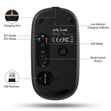Jelly Comb MS02B Triple Mode Wireless Mouse, 2.4G Wireless + Bluetooth + Bluetooth Rechargeable Mouse - Imported from UK