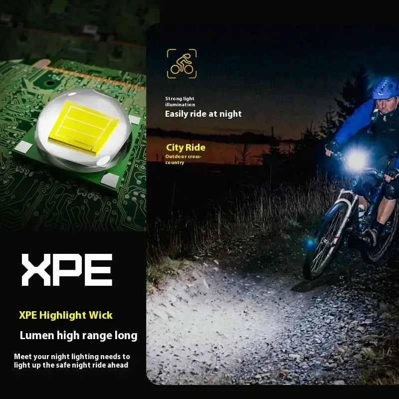 Solar + USB Charging Bike Headlight with Horn, High Brightness Waterproof LED Bicycle Light with 3 Lighting Modes - (Container Product Without Box) - Imported from UK