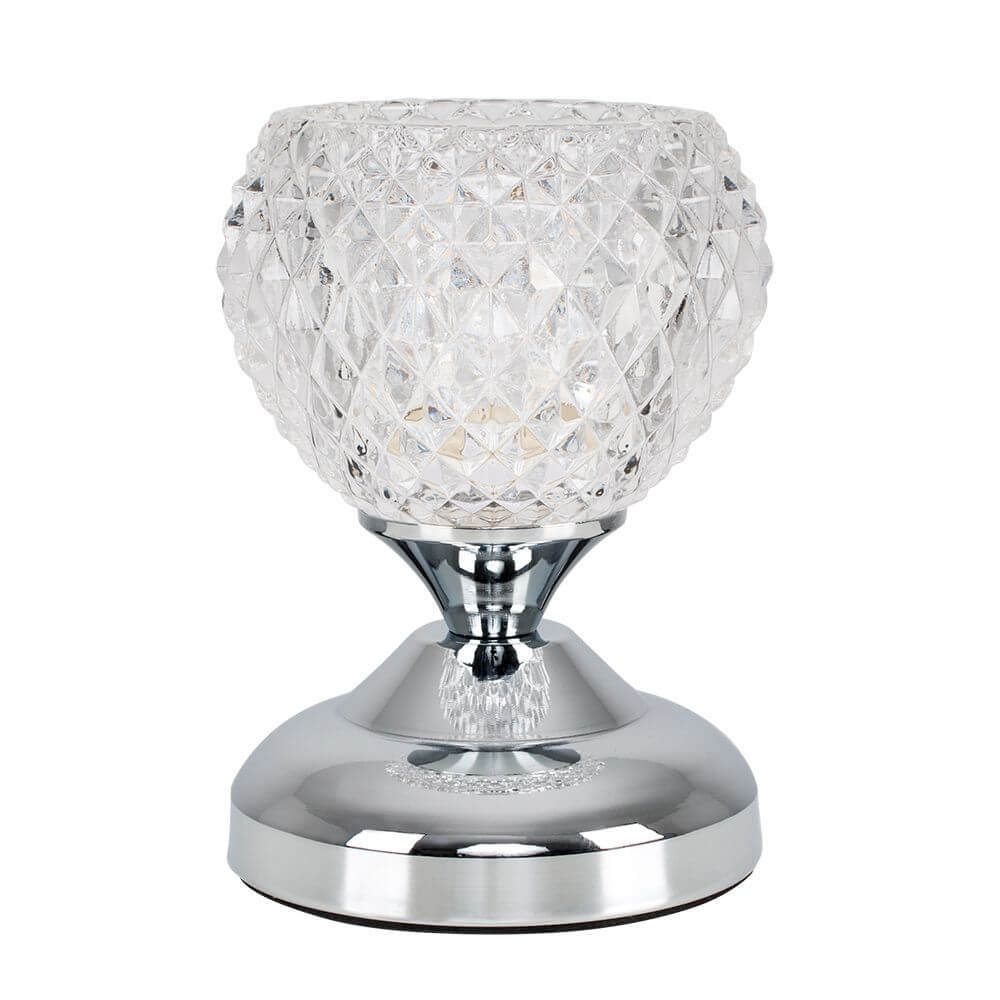 MiniSun Modern Silver Chrome & Decorative Crystal Glass Bedside Touch Table Lamp with a G9 Halogen Bulb - Imported from UK