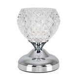 MiniSun Modern Silver Chrome & Decorative Crystal Glass Bedside Touch Table Lamp with a G9 Halogen Bulb - Imported from UK