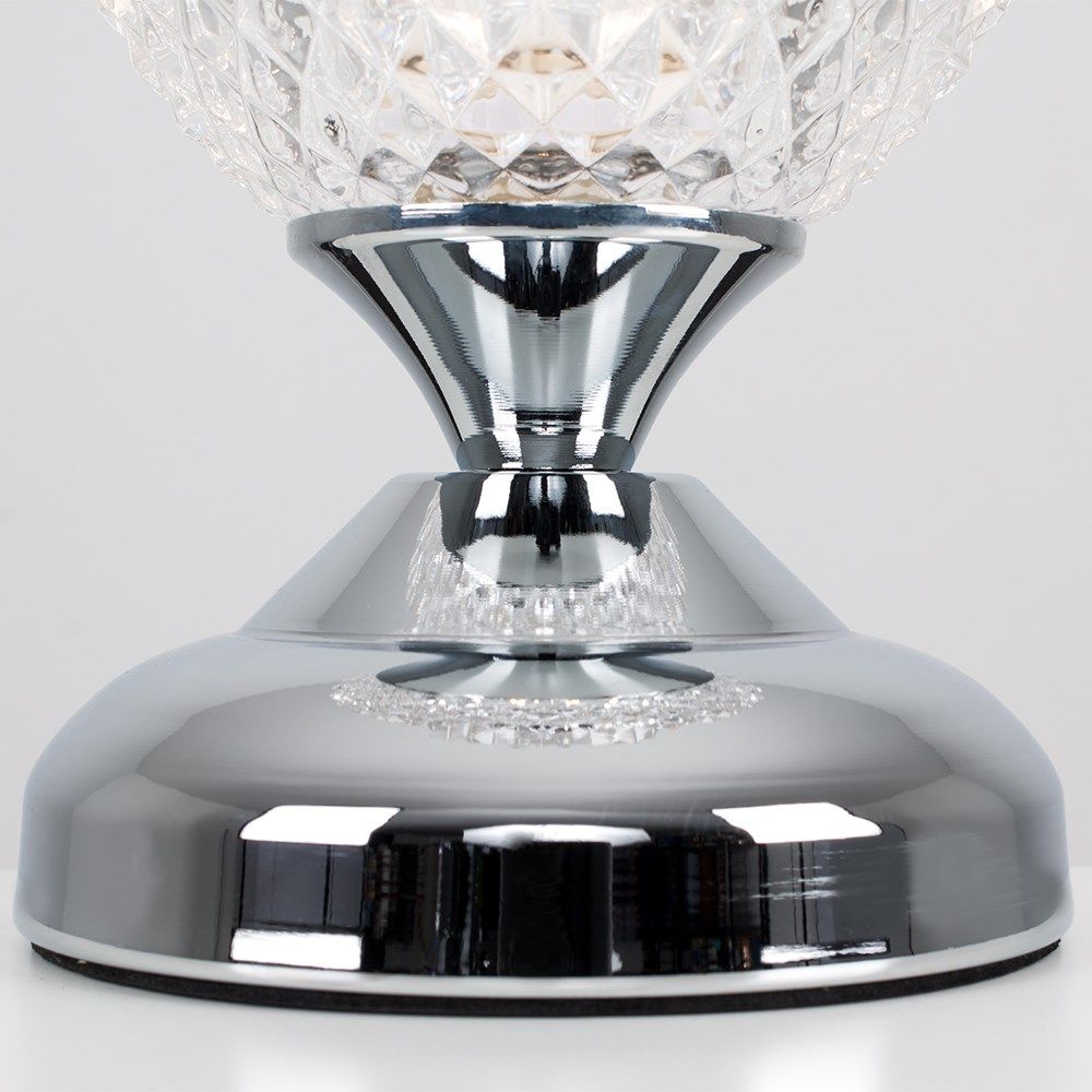 MiniSun Modern Silver Chrome & Decorative Crystal Glass Bedside Touch Table Lamp with a G9 Halogen Bulb - Imported from UK