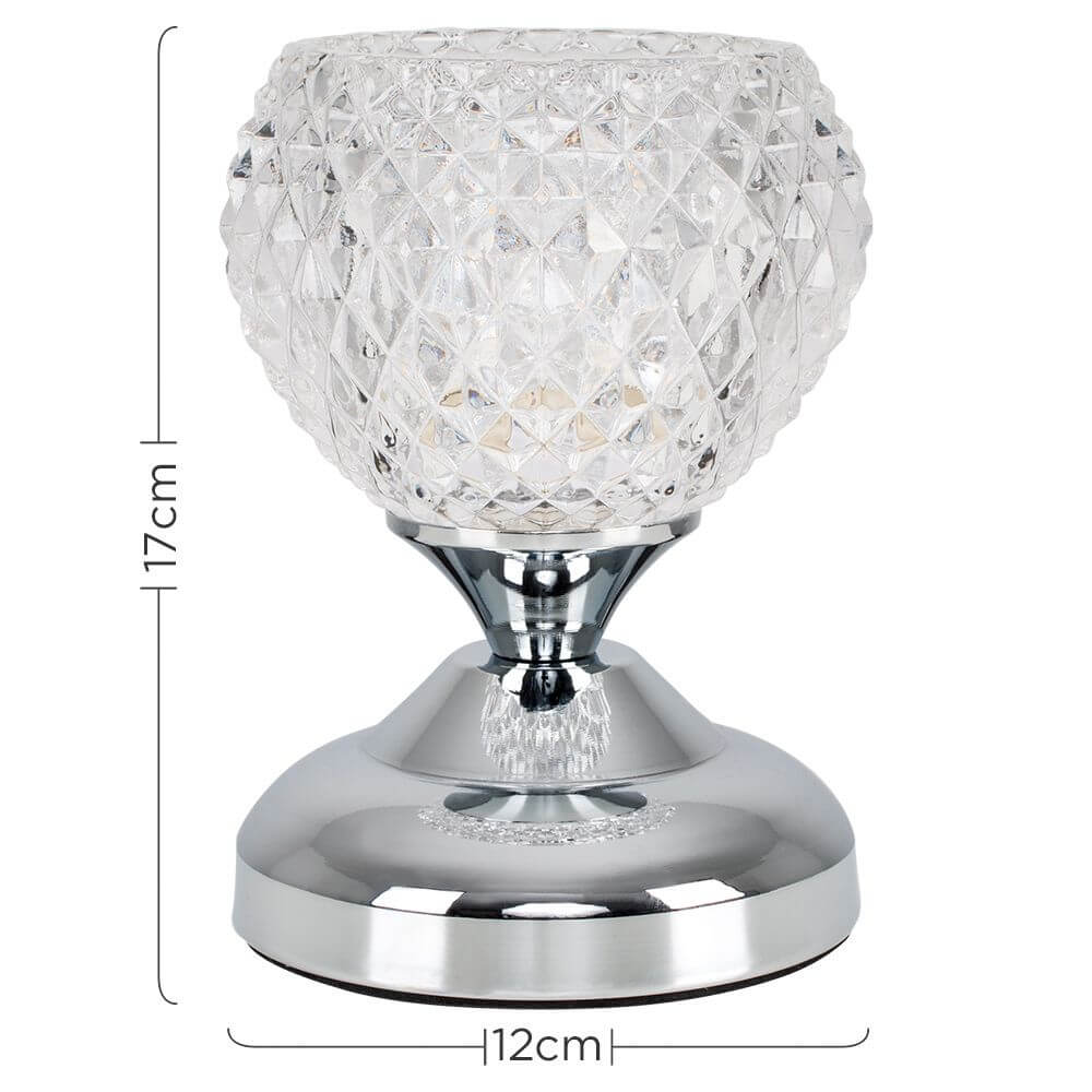 MiniSun Modern Silver Chrome & Decorative Crystal Glass Bedside Touch Table Lamp with a G9 Halogen Bulb - Imported from UK