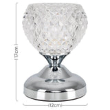 MiniSun Modern Silver Chrome & Decorative Crystal Glass Bedside Touch Table Lamp with a G9 Halogen Bulb - Imported from UK