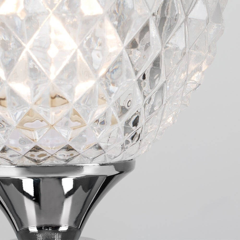 MiniSun Modern Silver Chrome & Decorative Crystal Glass Bedside Touch Table Lamp with a G9 Halogen Bulb - Imported from UK