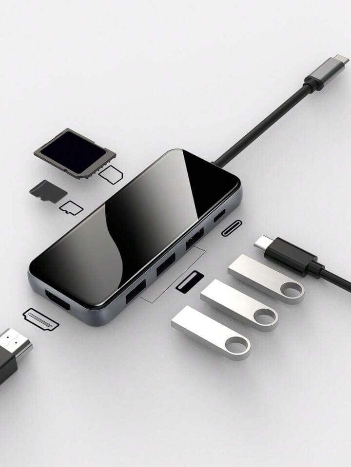 Amazon USB C Hub 7 in 1  Multifunction HDTV Adapter to 4K HDMI 100W PD 3x USB 3.0 Ports SD/TF Card Reader for Surface, Dell XPS MacBook/Pro/Air & More, Glass Finish Multi Port Dongle - Imported from UK