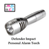 Defender Impact Personal Alarm Torch, 12000 Lumens, USB Rechargeable 130db Siren Dual Function Tactical LED Torch, High Powered White LED CREE (Container Product Without Box) - Imported from UK