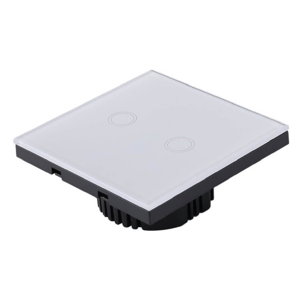 Smart Rf 433Mhz Remote Touch Wall Switch Tempered Glass Panel Led Indicator, 2 Gang - Imported from UK