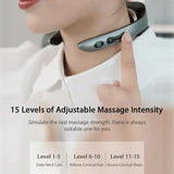 JKP Foldable Portable Neck Massager, Heating Cervical Massager for Neck Pain with 5 Massage Modes & 15 Intensity Levels, Built-in Battery with USB Charging Cable & Remote - Imported from UK