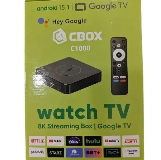 CBOX C1000 TV Box with Voice Control Remote, 2gb+8gb Android 15.1 8K Streaming Box - Imported from UK