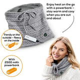 Beurer HK37 To-Go Heated Tube Scarf, Fashionable & Warmth on the Go, Soft Fleece Lining, 3 Temperature Settings (Container Product Without Box & Power Bank) - Imported from UK