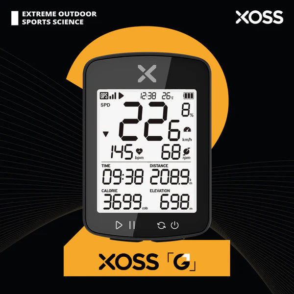 XOSS G+ Smart GPS Bicycle Computer, Bluetooth 5.0 Wireless Bicycle Speedometer Odometer ANT+ with LCD Display, Waterproof MTB Tracker Fits All Bikes Electric Bike (XOSS APP Support) - Imported from UK