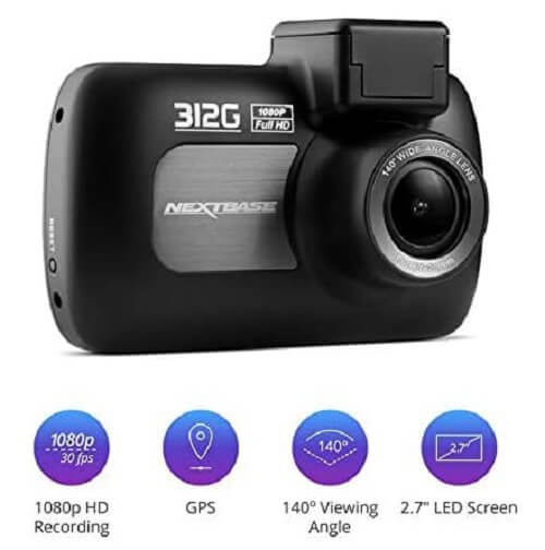 Nextbase 312GW Full HD 1080P 2.7" Screen In-Car Dash Camera with 140° Viewing Angle WiFi & GPS, Night Vision Automatic & Loop Recording (Amazon Container Product Without Box) - Imported from UK