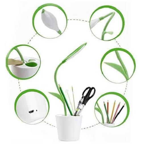 LED Desk/Table Lamp, Touch Control with 3 Brightness Levels & Pen Holder (Container Product as it is, No Warranty, No Guarantee, No Return, No Exchange) - Imported from UK