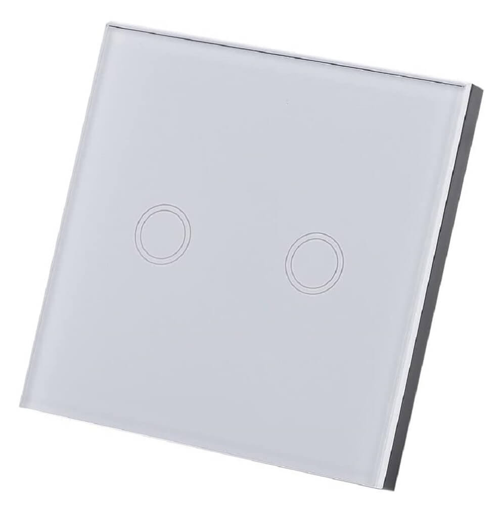 Smart Rf 433Mhz Remote Touch Wall Switch Tempered Glass Panel Led Indicator, 2 Gang - Imported from UK
