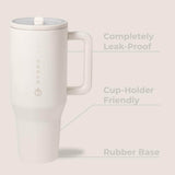 HydroJug 32 oz Traveler Tumbler, Water Bottle with Handle & Flip Straw, Leak Resistant Tumbler-Reusable Insulated Stainless Steel & Rubber Base, Fits in Cup Holder - Imported from UK
