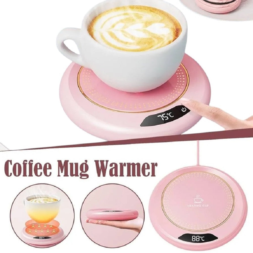 Shinehalo Mug Warmer Coaster for Desk Smart Cup Warmer with 3 Temperature Settings & Touch Screen Switch, Electric Beverage Warmer for Heating Coffee/Water/Milk/Tea/Hot Chocolate & More - Imported from UK