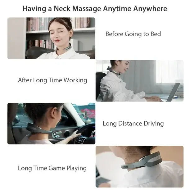 JKP Foldable Portable Neck Massager, Heating Cervical Massager for Neck Pain with 5 Massage Modes & 15 Intensity Levels, Built-in Battery with USB Charging Cable & Remote - Imported from UK