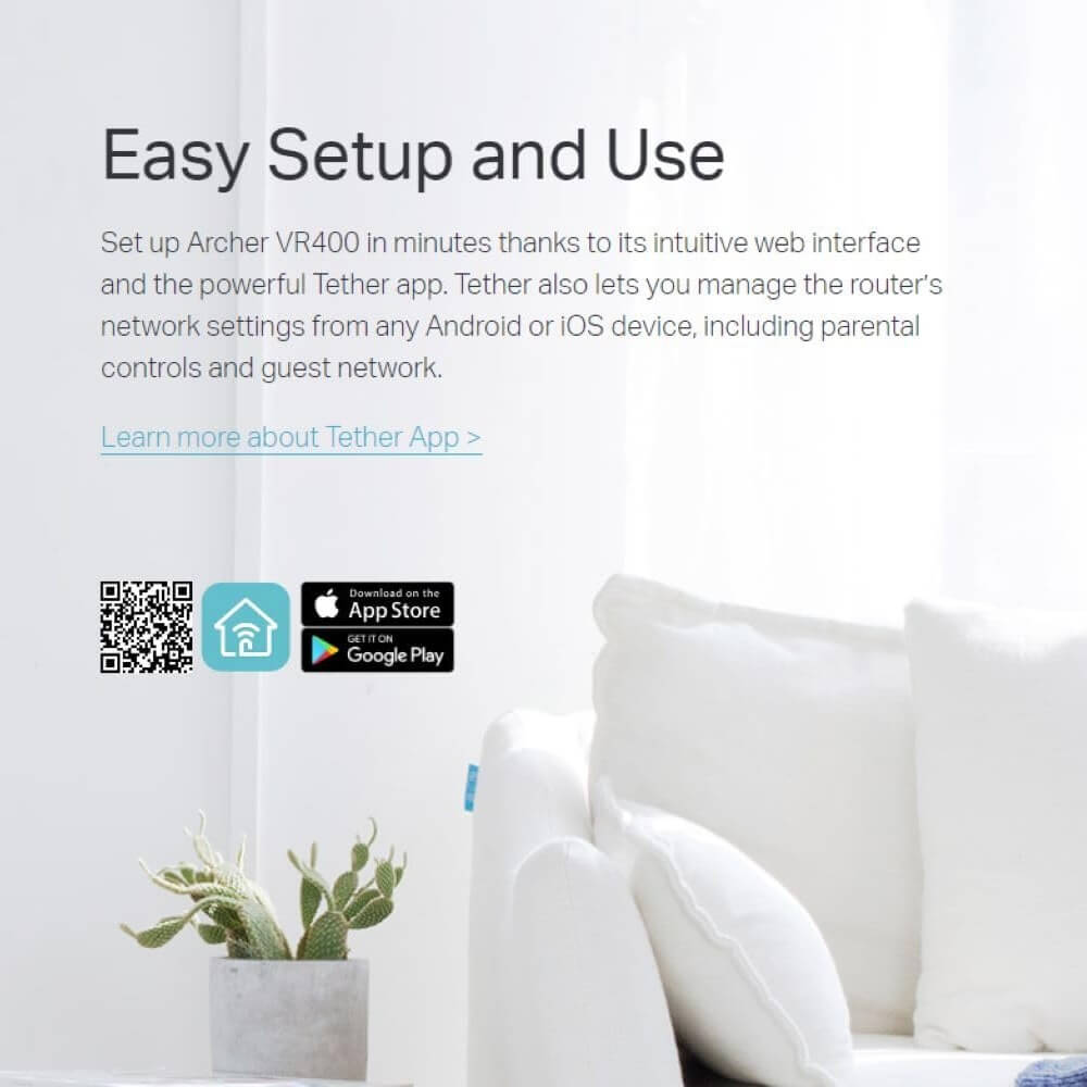 TP-Link Archer VR400 AC1200 Wireless MU-MIMO VDSL/ADSL Modem Router, 300+867 Mbps Dual Band WiFi Booster, Full Gigabit Ethernet Ports Mesh Router - Imported from UK