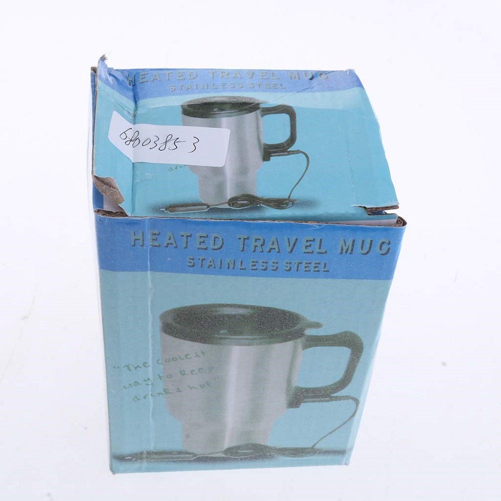 MOSANDON 12V Car Heated Travel Mug, 450ml Stainless Steel Electric Cup Insulated Heated Thermos Mug - Imported from UK