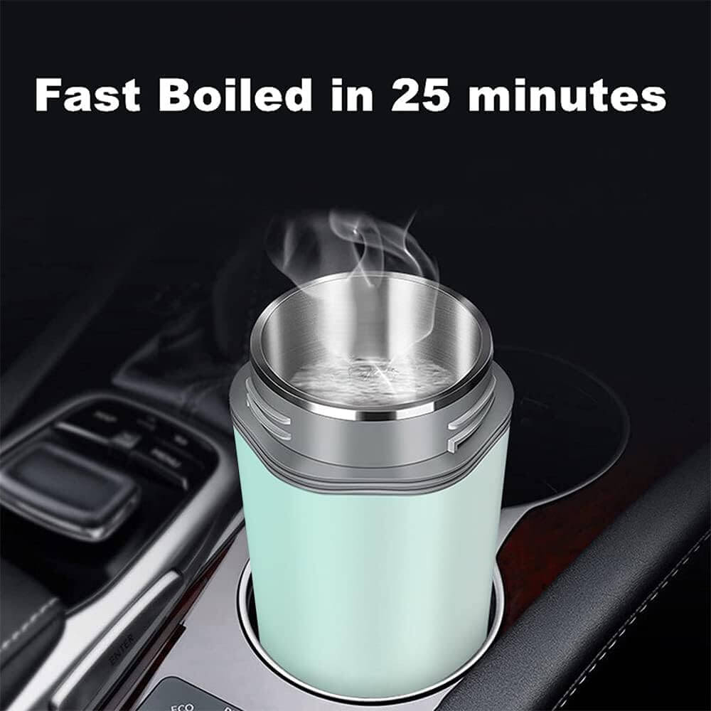Car Portable 350ml Electric Cup 12V/7A 80W Heating Capacity 304 Stainless Steel Liner Auto-Shut-Off - Imported from UK