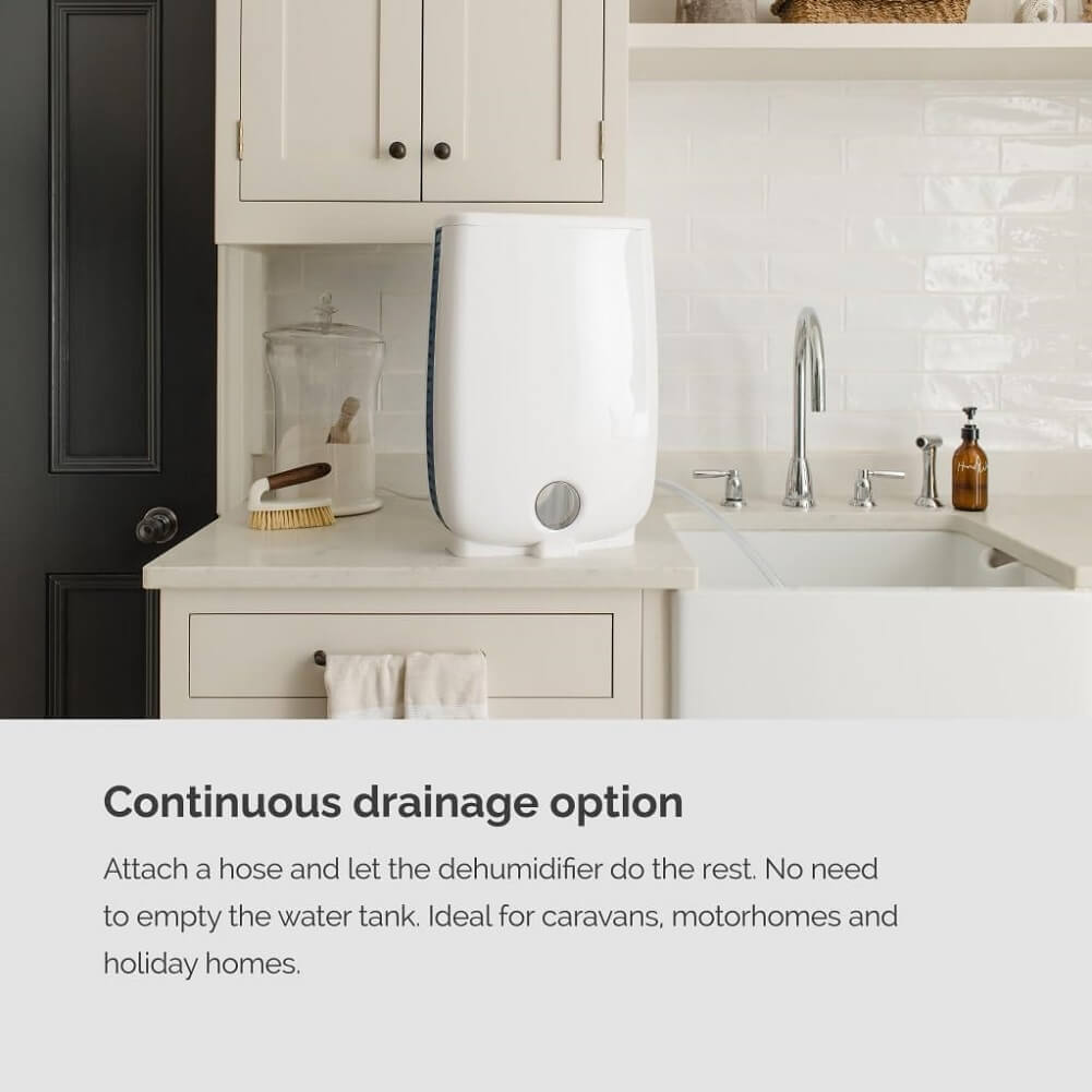 Meaco DD8L 8L/Day 650W Desiccant Dehumidifier with 3 Speed, Anti-Bacterial Continuous Drainage for Damp Condensation & Laundry Drying (Container Product Without Box) - Imported from UK