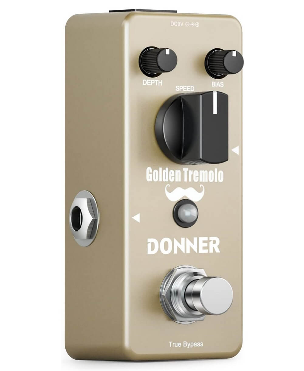 Donner Golden Tremolo Guitar Pedal, Analog Tremolo Effect Pedal for Electric Guitar & Bass, True Bypass - Imported from UK