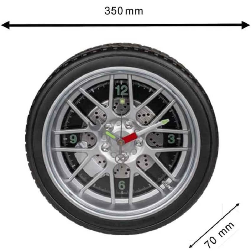 Tire Shaped Wall Clock Creative Analog 35 cm x 35 cm (Big Size) - Imported from UK