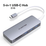 LENTION 5-in-1 USB C Hub with 3x USB 3.0 & SD/Micro SD Card Reader - Imported from UK