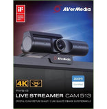 AVerMedia PW513 Live Streamer 4K Ultra HD Webcam for Streaming, Gaming & Conferencing Noise Cancellation, 94° Wide Angle, Works With CamEngine, Teams, Zoom, OBS, for PC/Mac, TAA/NDAA Compliant - Imported from UK