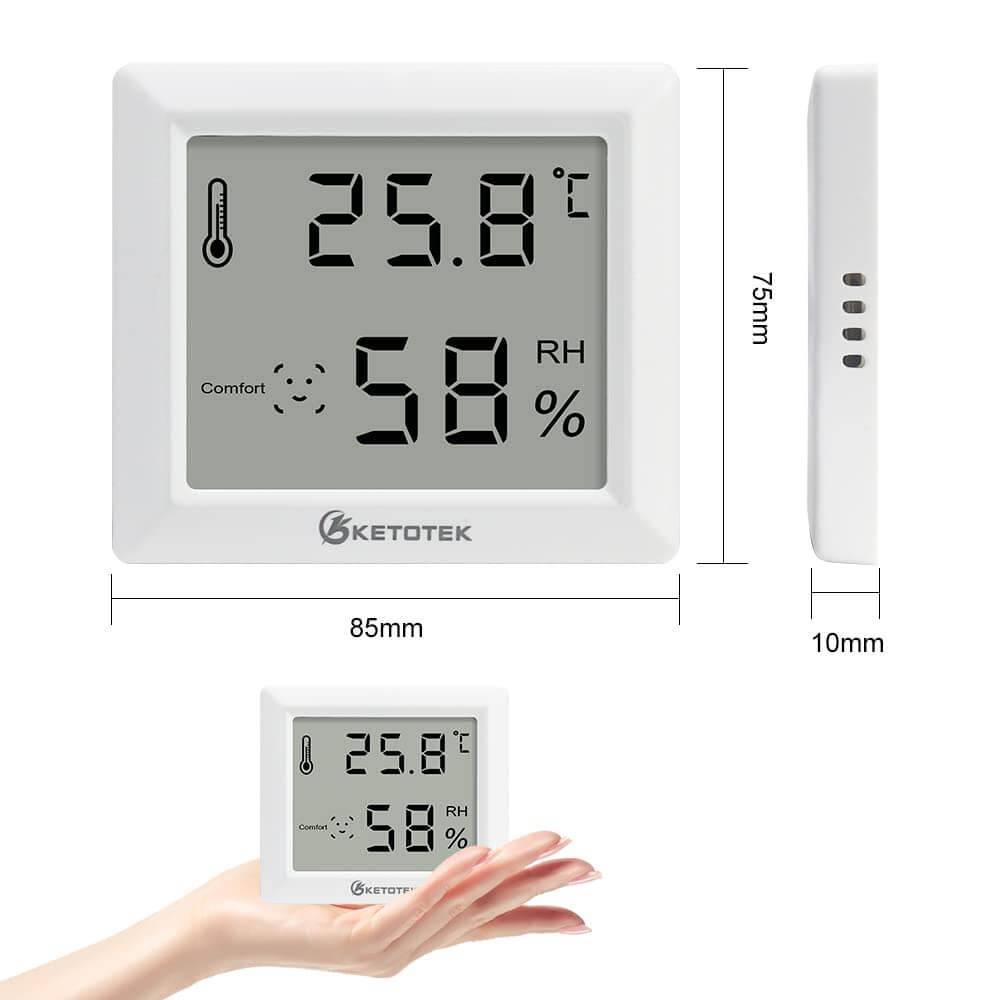 KETOTEK Digital Hygrometer Thermometer, Temperature Monitor Humidity Gauge for Home Office Baby Room Greenhouse - Imported from UK