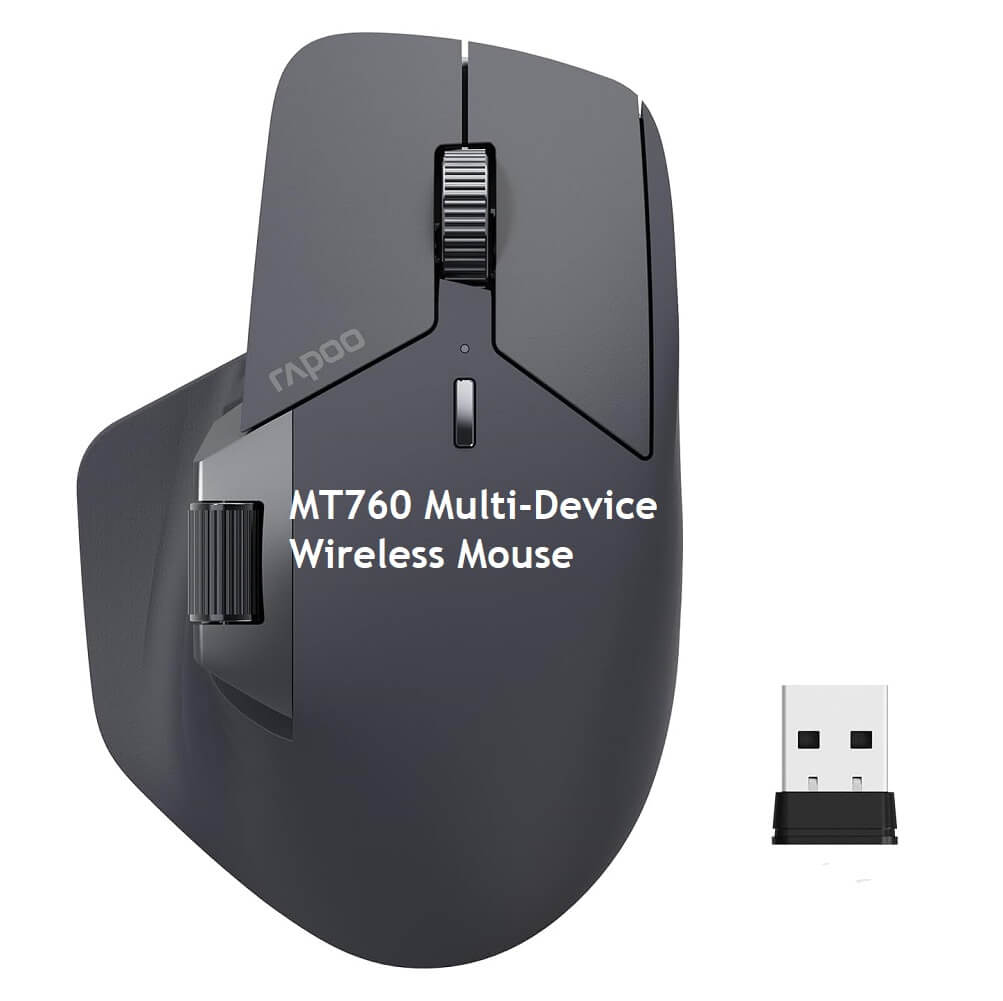 Rapoo MT760M Multi-Mode Wireless Optical Mouse, Bluetooth 5.0 & 2.4G Multi-Mode Connection Up to 4 Devices, 11 Programmable Buttons, 4000 DPI HD Sensor (Container Product Without Box) - Imported from UK