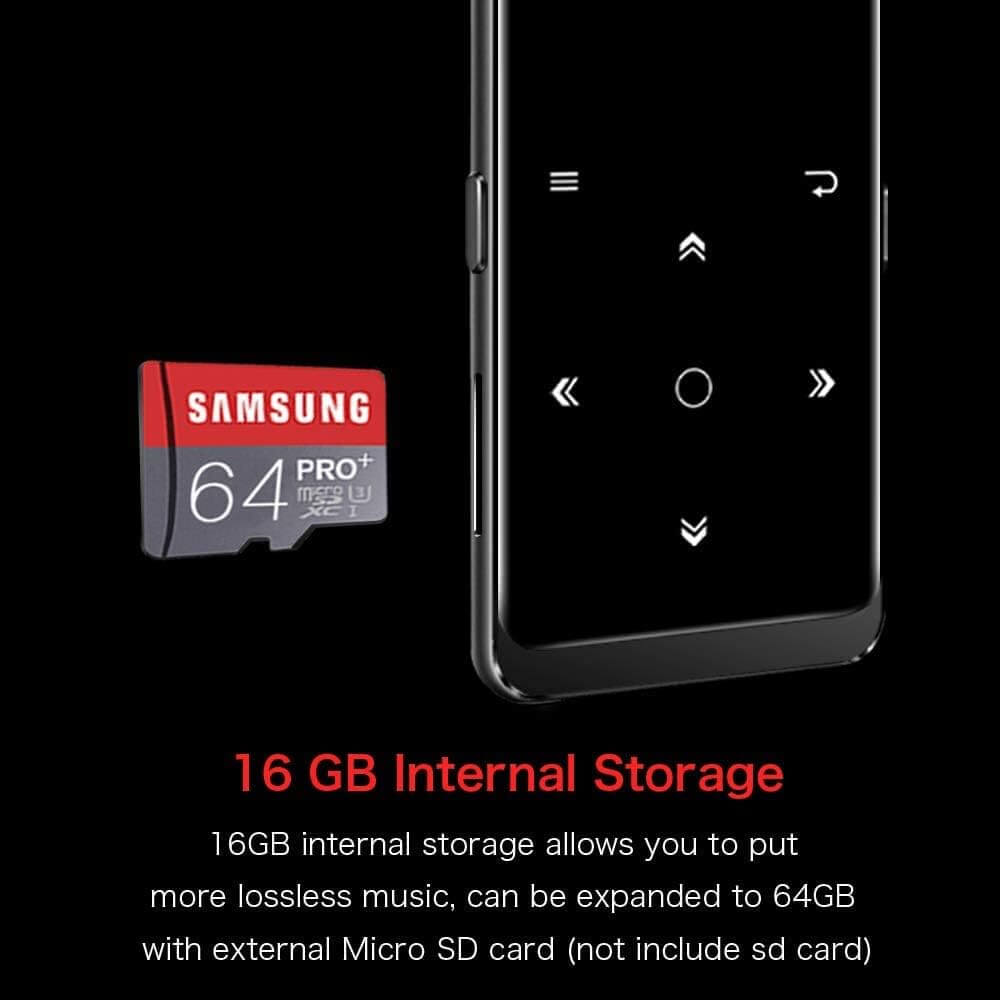 SUPEREYE 16GB Bluetooth 4.1 MP3 Player, Music Player with FM Radio, Recording, 1.8" Screen, HiFi Lossless Sound, Support up to 64GB - imported from UK