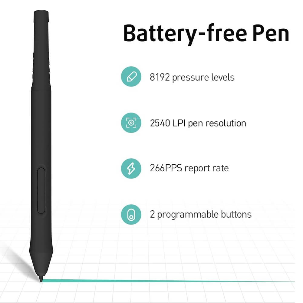 XENX P3-1060B Graphic Tablet 10x6" with 10 Shortcut Keys, 8192 Pressure Levels, Battery-Free Pen for Digital Art, Design, E-Learning, Online Classes, OSU Gaming, Compatible with MacOS Windows Android - Imported from UK