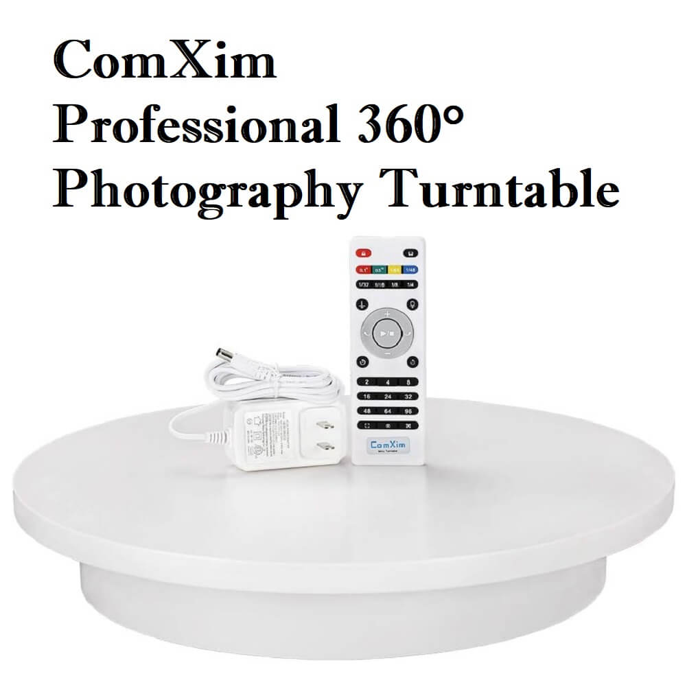 ComXim Professional 360° Photography Turntable, 40cm Diameter, Automatic Remote Control Angle, Speed, Direction, Various Rotation Mode with 5 Different Color Background - Imported from UK