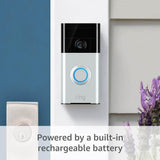 Ring Video Doorbell 1st Gen, Rechargeable Battery Powered WiFi Doorbell Security 720P HD Camera with 2 Way Talk Motion Detection Night Vision Fully Working (Container Product Without Box & Accessories) - Imported from UK