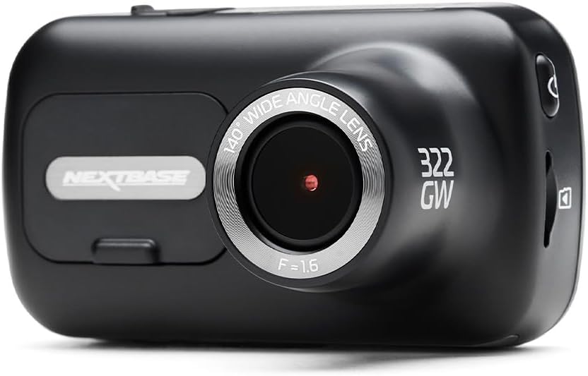 NEXTBASE 322GW Dash Cam, Full 1080p/60fps HD Recording, 140° Wide Angle, Wi-fi GPS Bluetooth App Enabled, Parking Mode, Night Vision, Loop Recording, Automatic Power & Crash Detection - Imported from UK