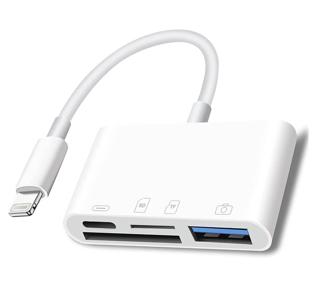 Lightning to SD Card Reader - 4 in 1 Memory Card Adapter for iPhone with USB Female OTG, Support SD/TF Cards - Imported from UK