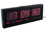 HoTai Large LED Digital Wall Clock 18.9 Inch, Large Red LED Display with Indoor Temperature Date, Day of Week, Desk Wall Alarm Clock - Imported from UK