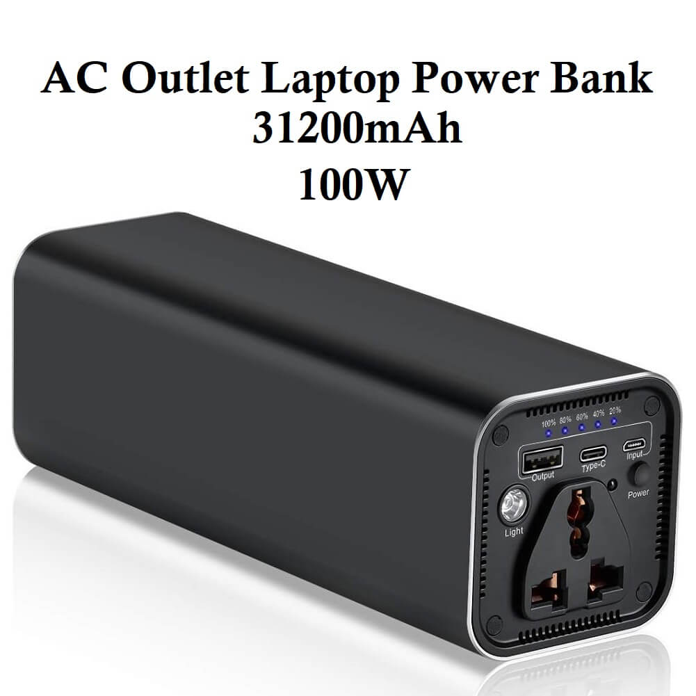 RSOEWXN AC Outlet Portable Laptop Power Bank, Universal 31200mAh 100W Travel Laptop Charger, Fast Charging External Battery Pack - Imported from UK