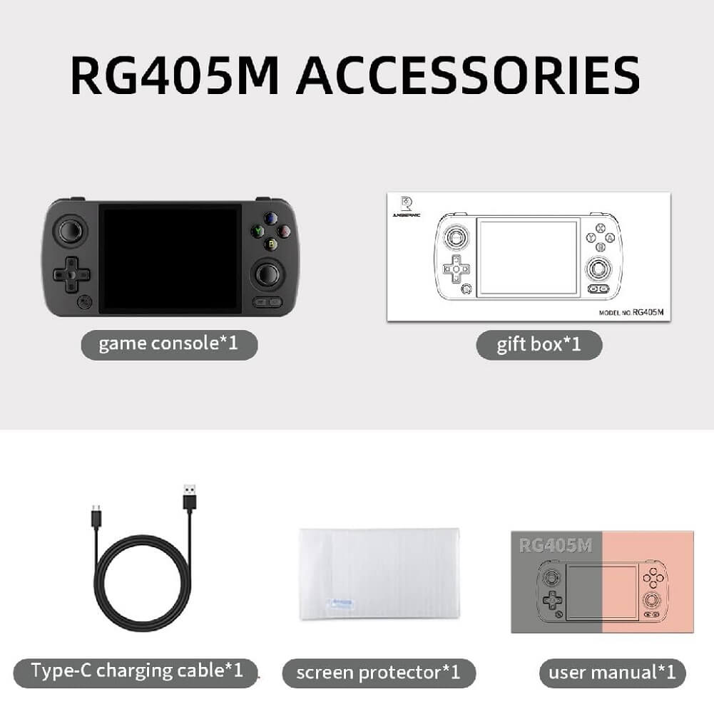ANBERNIC RG405M Handheld Game Console, Aluminum Alloy CNC Android 12 System 4.0" IPS Touch Screen with 128G TF Card & 3172 Games - Imported from UK