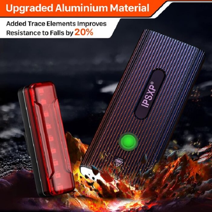 IPSXP Bike Lights 5000 Lumens Super Bright Headlight & Taillight, USB Rechargeable, IPX5 Waterproof, Multiple Modes, Large Capacity Battery with Power Bank Function - Imported from UK