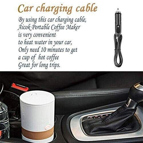 AICOK 2 in 1 Rechargeable Espresso Machine, Lightweight Perfect Automatic Capsule Portable Coffee Maker with Reusable Cup Filter, Self-Cleaning Function, Car Lighter (Stainless Steel) - Imported from UK