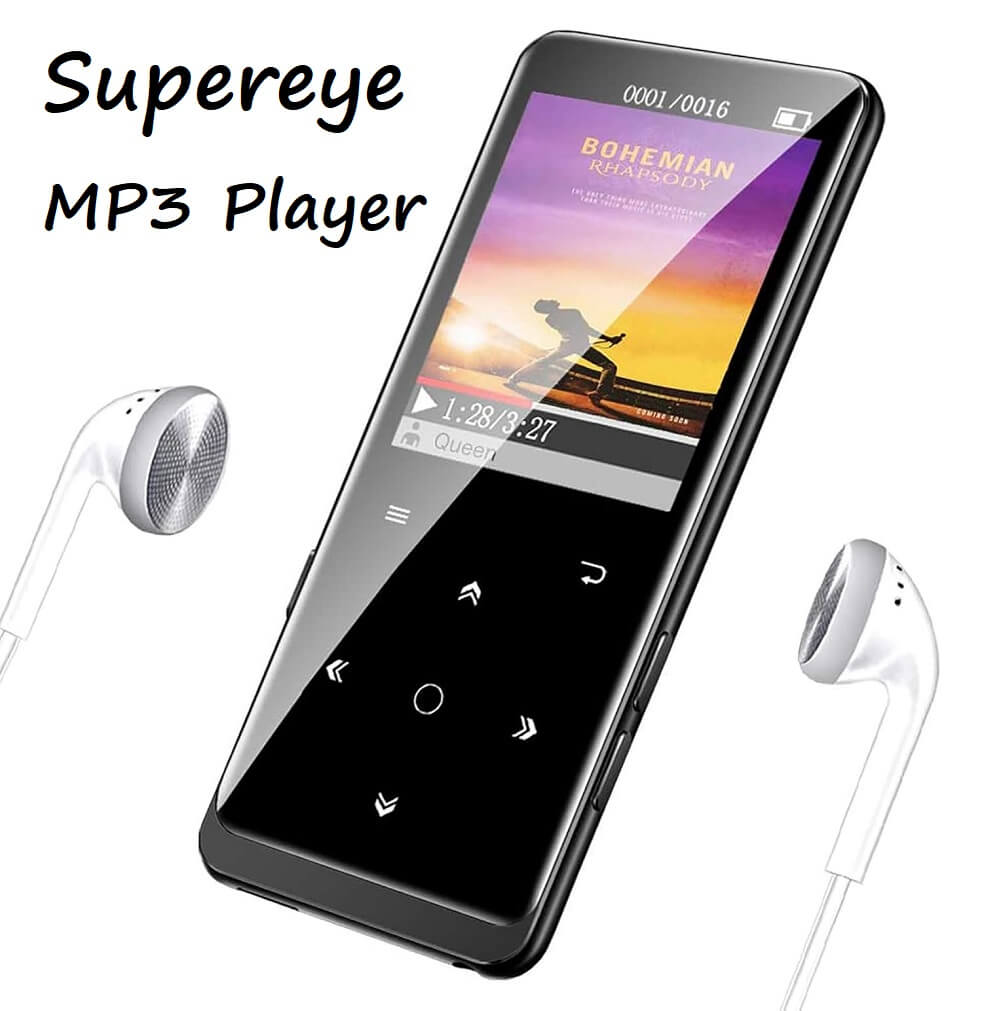SUPEREYE 16GB Bluetooth 4.1 MP3 Player, Music Player with FM Radio, Recording, 1.8" Screen, HiFi Lossless Sound, Support up to 64GB - imported from UK