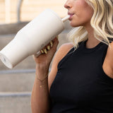 HydroJug 32 oz Traveler Tumbler, Water Bottle with Handle & Flip Straw, Leak Resistant Tumbler-Reusable Insulated Stainless Steel & Rubber Base, Fits in Cup Holder - Imported from UK