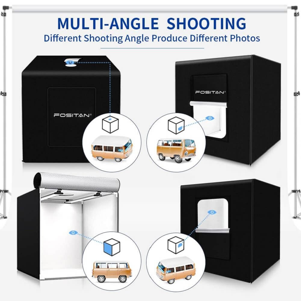 FOSITAN Photo Box 35"/90cm, Foldable Photo Light Studio Box, 126 LED Light Photo Shooting Tent Table Top Photography Lighting Kit with 4 Background Paper & Brightness 15000LM CRI95+ - Imported from UK