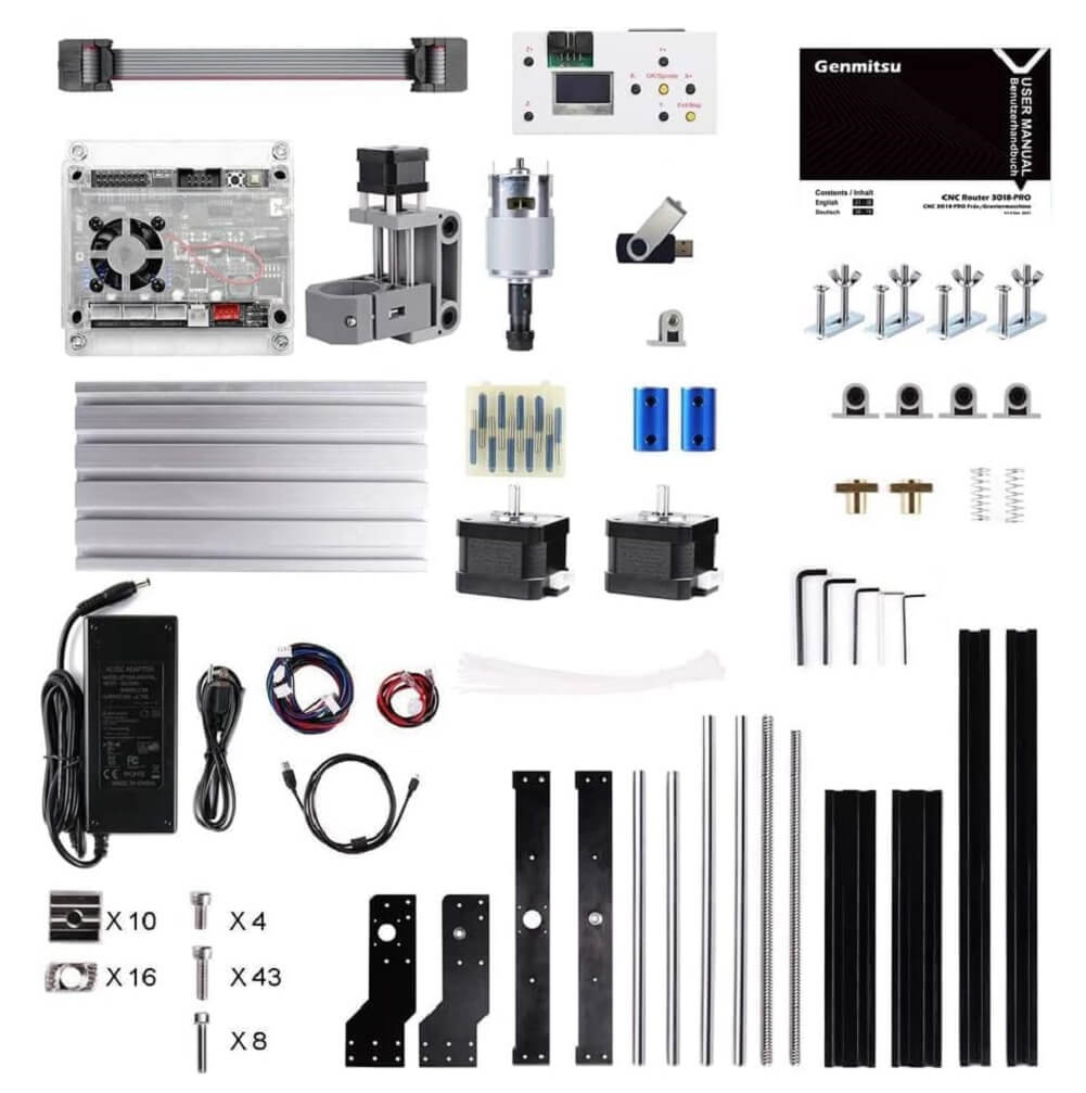 SainSmart Genmitsu CNC 3018-PRO Router Kit GRBL Control 3 Axis Plastic Acrylic PCB PVC Wood Carving Milling Engraving Machine, XYZ Working Area 300x180x45mm - Imported from UK