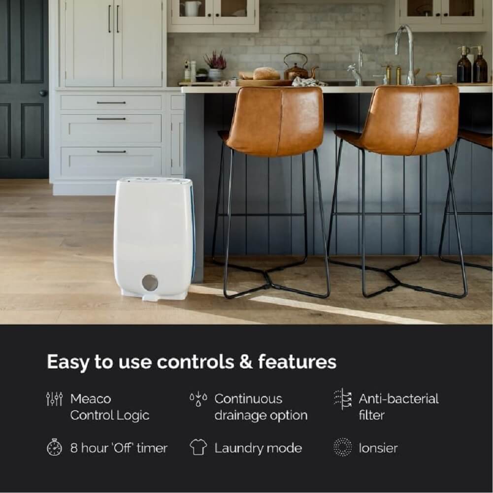 Meaco DD8L 8L/Day 650W Desiccant Dehumidifier with 3 Speed, Anti-Bacterial Continuous Drainage for Damp Condensation & Laundry Drying (Container Product Without Box) - Imported from UK