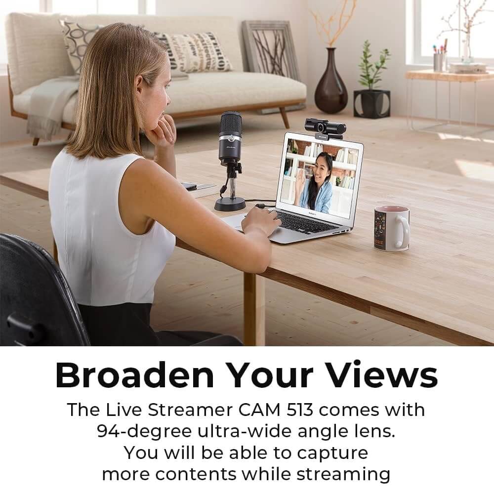 AVerMedia PW513 Live Streamer 4K Ultra HD Webcam for Streaming, Gaming & Conferencing Noise Cancellation, 94° Wide Angle, Works With CamEngine, Teams, Zoom, OBS, for PC/Mac, TAA/NDAA Compliant - Imported from UK
